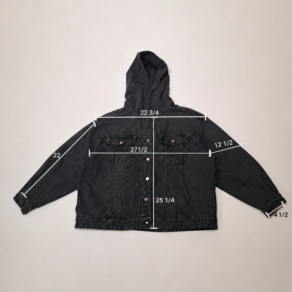 Wild Fable XXL Black Hooded Denim Jacket NWT - Picture 4 of 6